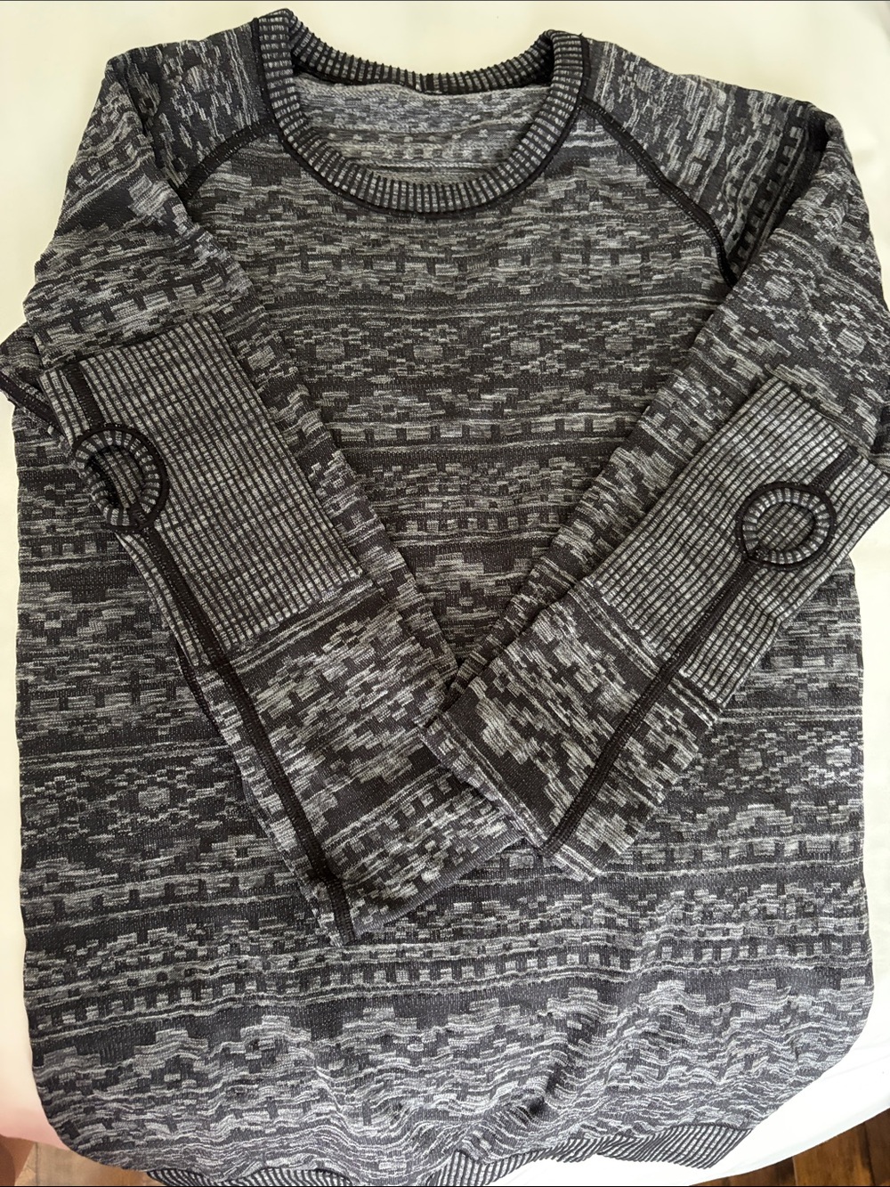 Grey Patterned Knit Sweater